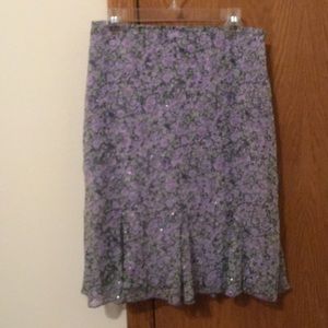 Women’s midi skirt green/ lavender floral design